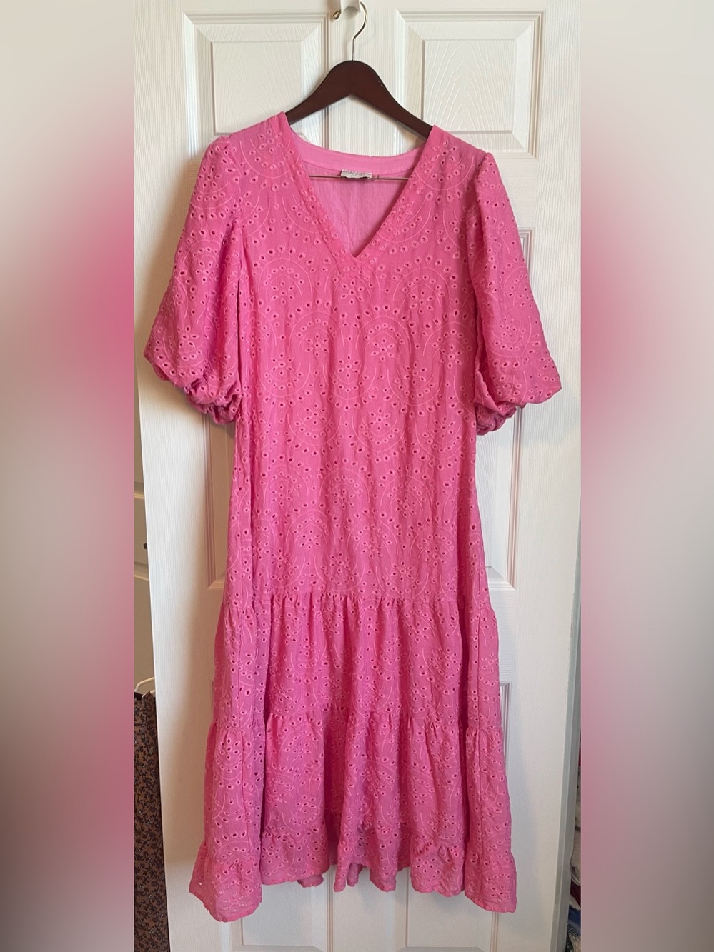 Women’s Pink Eyelet Tiered Dress
